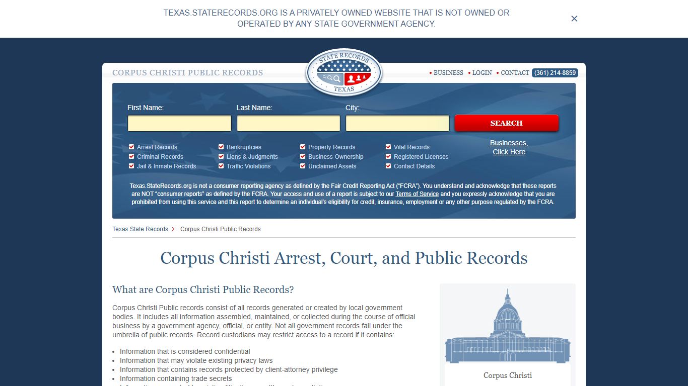 Corpus Christi Arrest, Court, and Public Records
