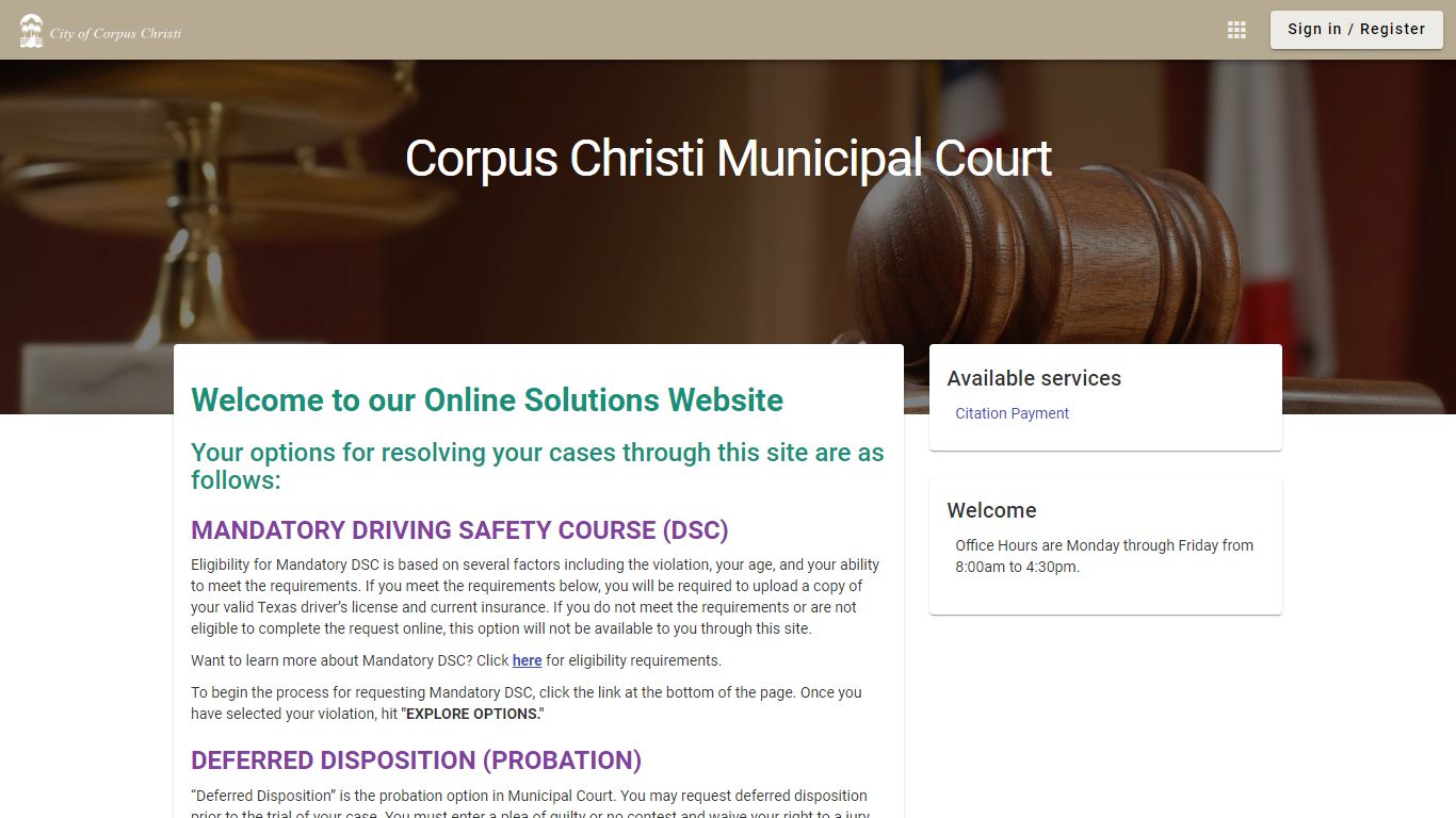 Corpus Christi Municipal Court - Municipal Online Services